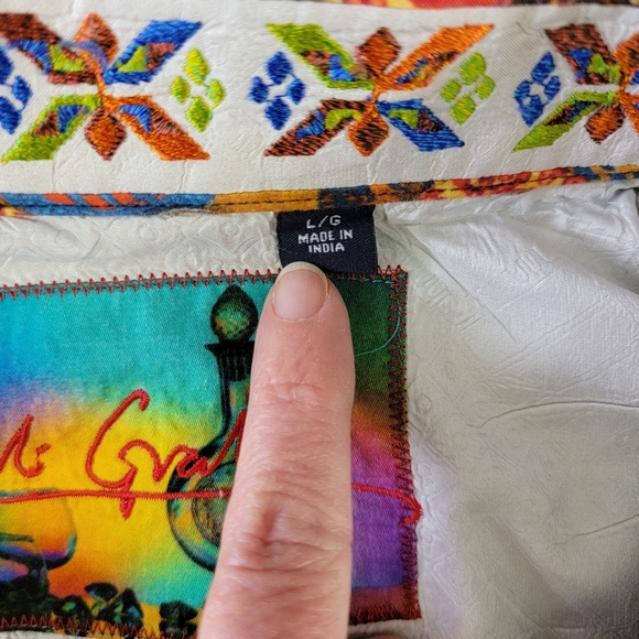 Robert Graham Flip Cuff Shirt Blue Striped Button Guitars Rock & Roll Mens Large - Picture 10 of 14